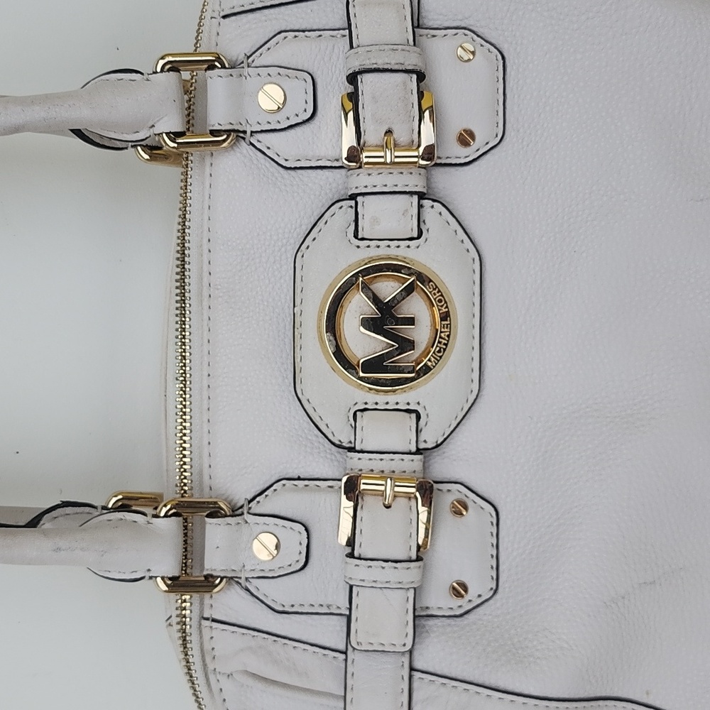 Michael Kors‎ Satchel Crossbody Bag Pebbled Ivory Leather Light Cream - Picture 3 of 15